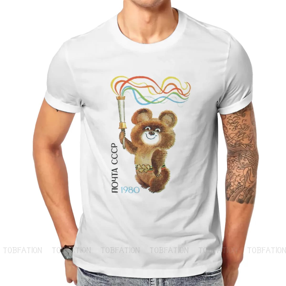URSS Misha l'ours t-shirt Vintage graphique haute qualité t-shirt grande taille col rond hommes vêtements