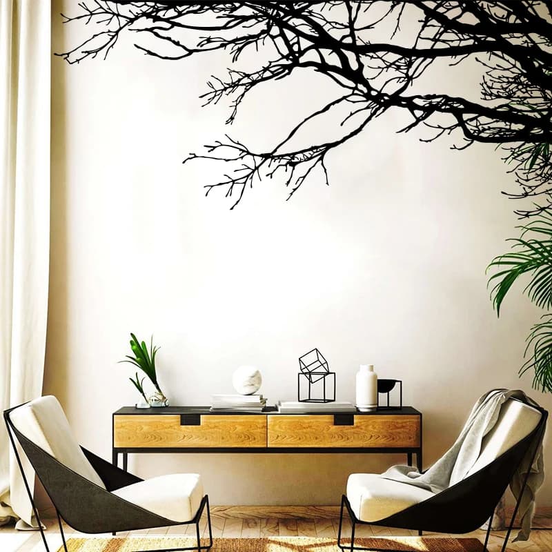 Grand autocollant mural de branche d'arbre pour la décoration intérieure, décalcomanie, terre, nature, forêt, calcul, salon, chambre d'enfant