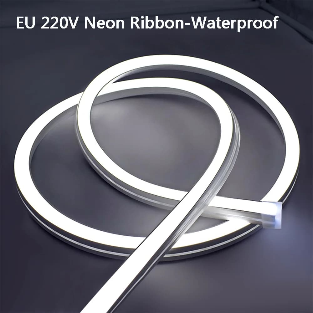 Bande lumineuse en néon Flexible, 220V, 2835, 120 diodes/M, ruban d'éclairage étanche pour l'extérieur, blanc chaud