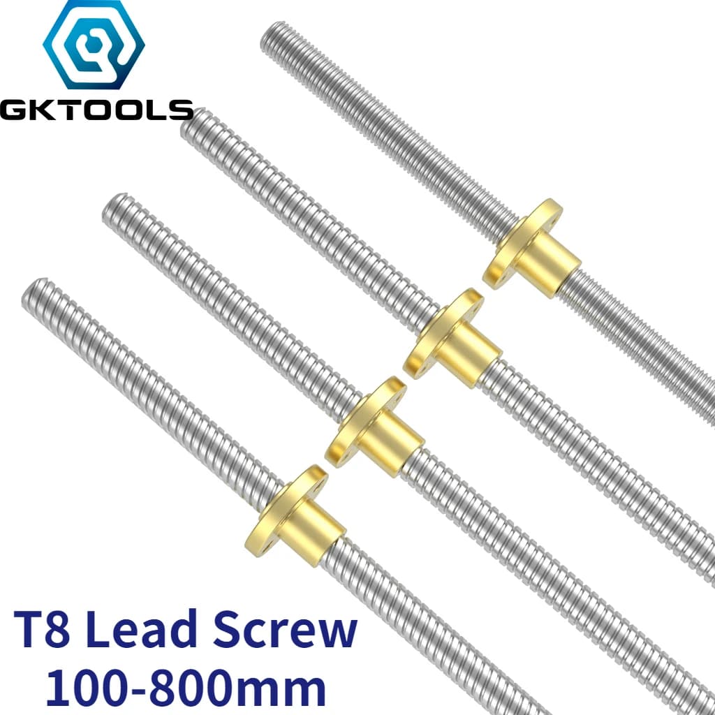 Filetage de vis T8 8mm, tige trapézoïdale, plomb 1mm 2mm 4mm 8mm longueur 100mm à 800mm avec écrou en laiton CNC imprimante 3D THSL-300-8D