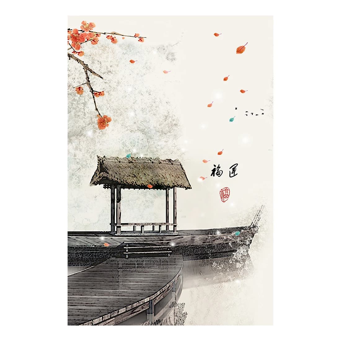 Affiche de peinture sur toile de bouddha pour salon, impression d'art mural, image sans cadre, fleurs d'encre de Chine, nouveau
