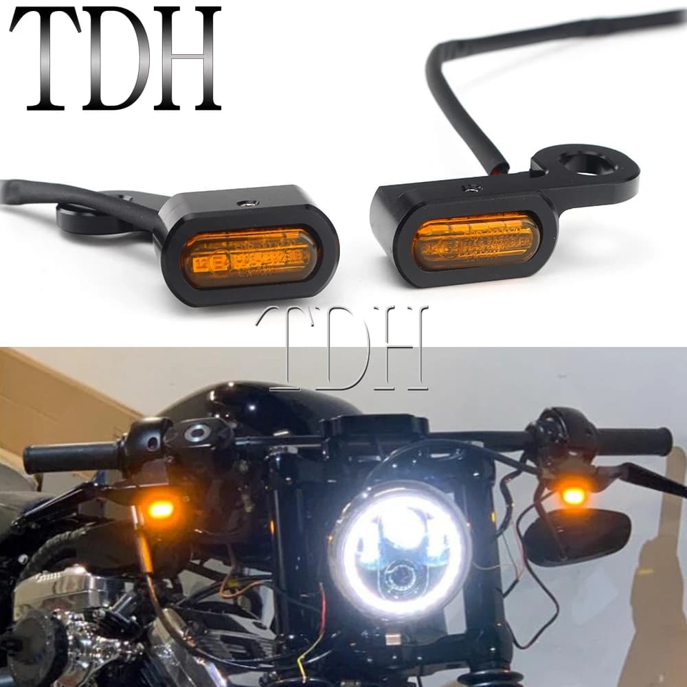 Clignotant de moto 12V ambre LED, indicateurs lumineux de guidon pour Harley Sportster Iron XL 883 1200 quarante-huit