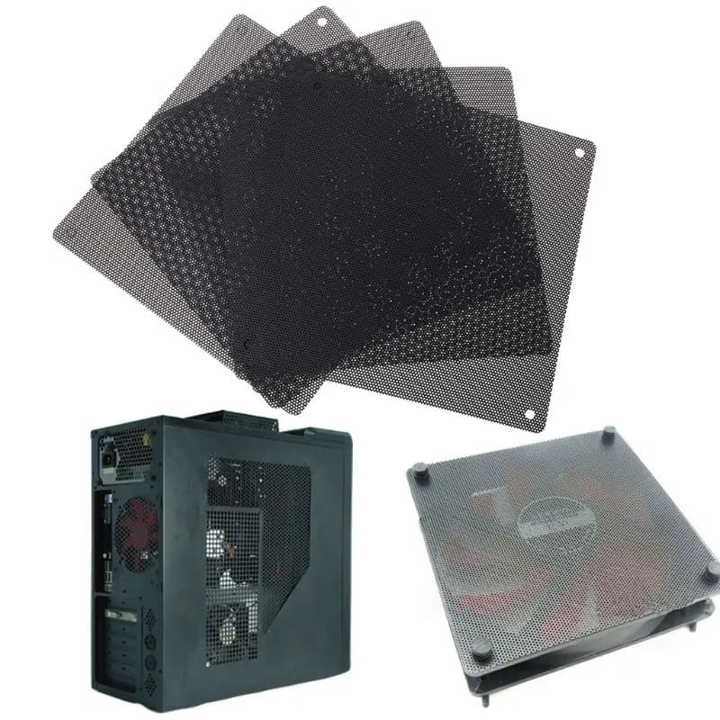 Lot de 5 filtres anti-poussière en PVC pour ventilateur, coque anti-poussière pour PC, couvercle en maille découpable pour ordinateur, maille noire de 40mm, 50mm, 60mm, 70mm, 80mm, 90mm, 120mm, 140mm