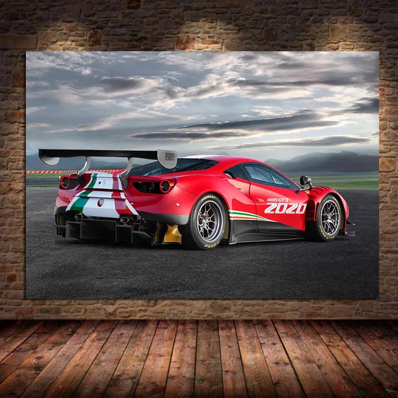Affiche de supercar GT3 EVO Sport, impression d'image de voiture rouge, peinture sur toile moderne pour décoration de salon, sans cadre