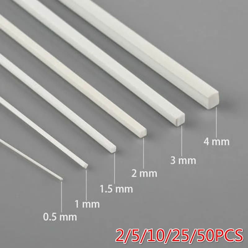 Bâton de tige en plastique carré blanc ABS, 2/5/10/25/50 pièces, pour la fabrication de modèles d'architecture, matériel de modèle, accessoires de bricolage, fournitures de découpe
