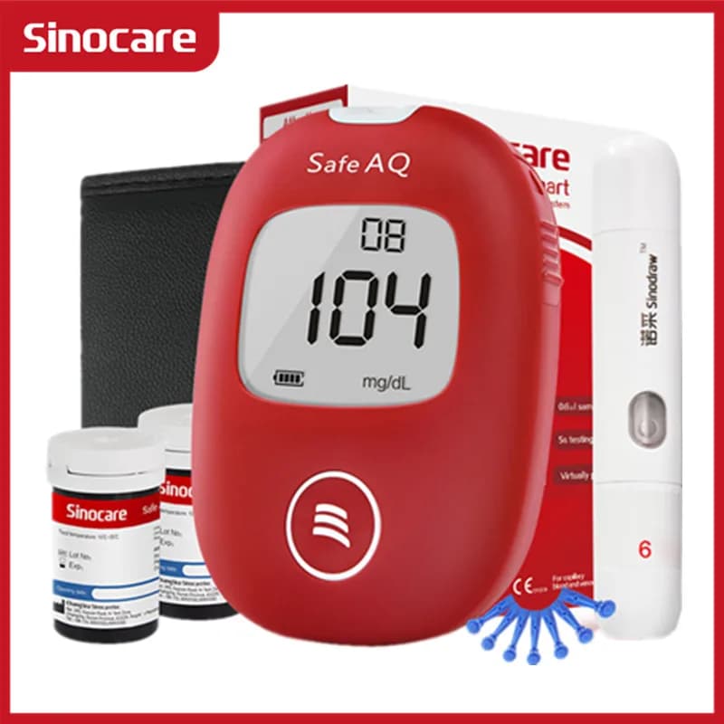 Sinocare Safe AQ compteur de glycémie intelligent pour diabète appareil médical glucomètre avec bandelettes de Test lancettes indolores 5s Simple