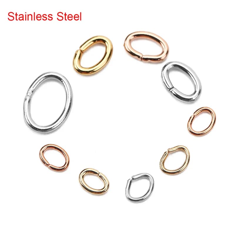 100 pièces ovales en acier inoxydable solide couleur or anneaux de saut anneaux fendus connecteurs pour la fabrication de bijoux Bracelet collier résultats