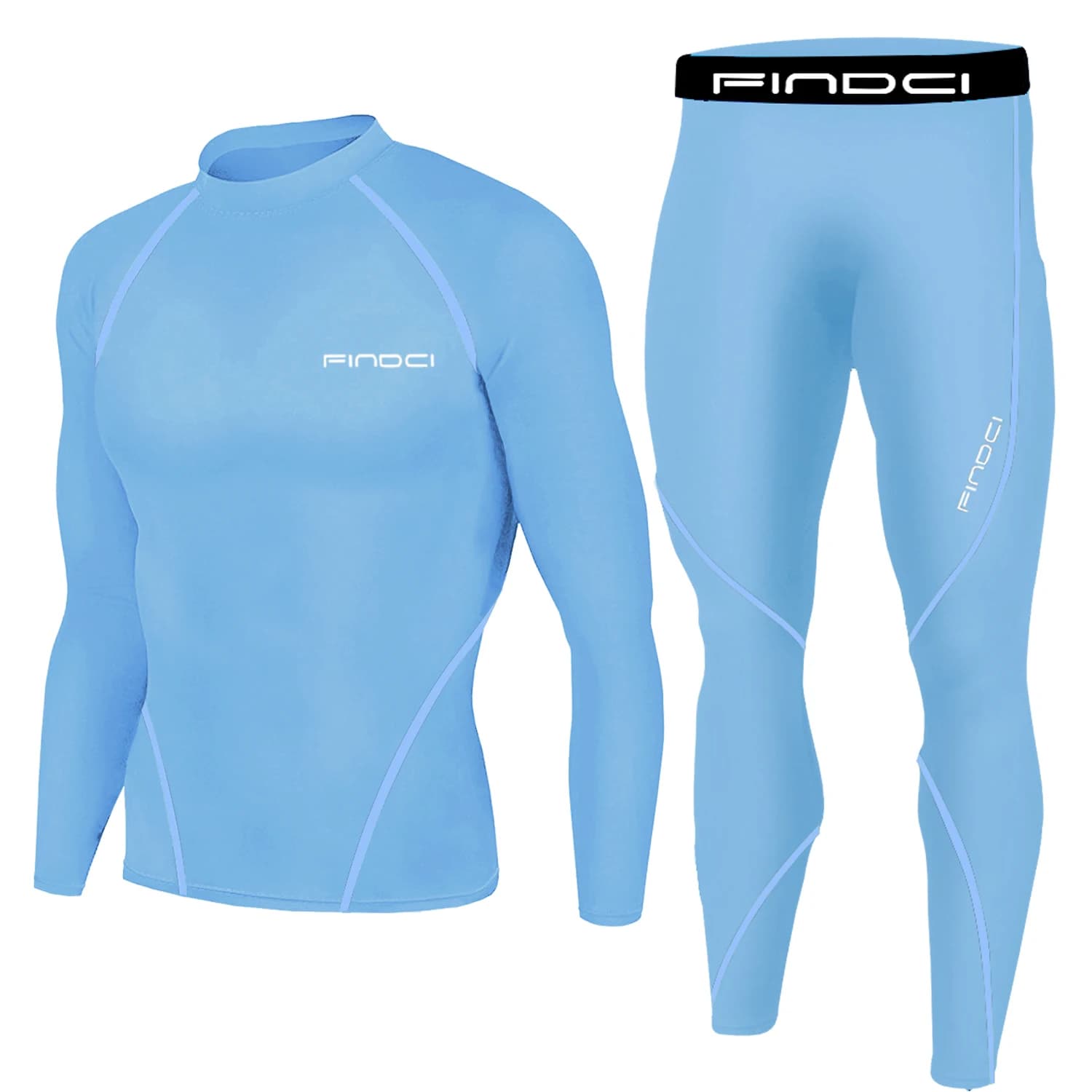 Findci – ensemble de sport de course pour hommes, chemise de Compression + pantalon moulant, manches longues, séchage rapide, survêtement de Fitness, combinaisons de Yoga et de gymnastique