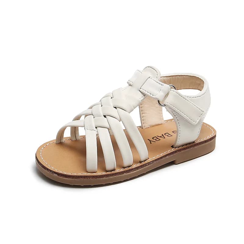 Sandales pour filles, sandales plates pour tout-petits, sandales tressées pour filles