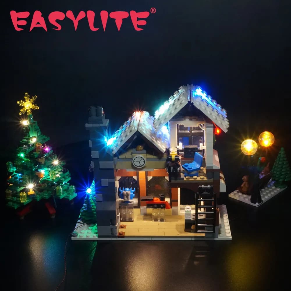 Ensemble d'éclairage LED pour cadeau de Noël, village d'hiver, boutique de jouets, briques de blocs de bricolage, kit d'éclairage uniquement, aucun modèle, 10249, 35019