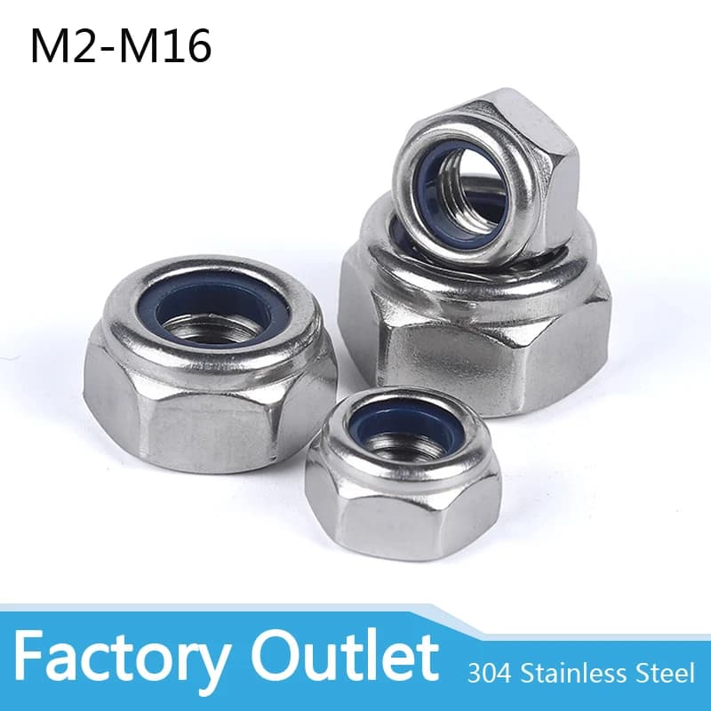 2/5/25 pièces M2 M2.5 M3 M4 M5 M6 M8 M10 M12 M16 304 acier inoxydable noir hexagone Nylon insérer écrou autobloquant Nylock écrou