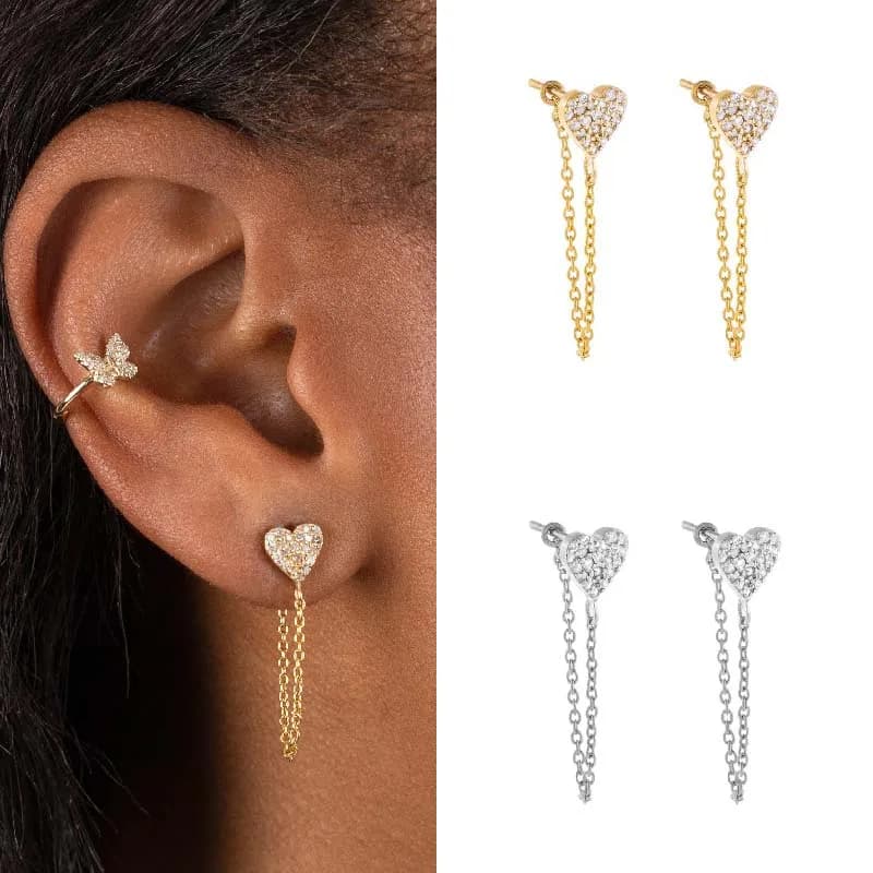 CRMYA – boucles d'oreilles pendantes en forme de cœur, bijoux en zircon cubique, argent et or, vente en gros