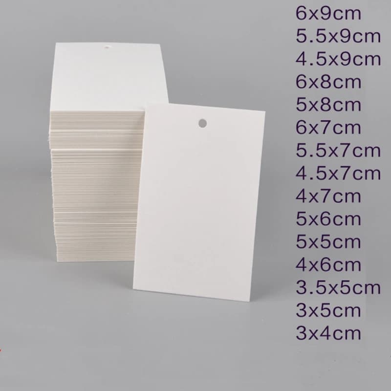 50pcs 5x5/6x9/3x4cm papier blanc vierge marquage étiquettes de prix vierges pour bijoux à bricoler soi-même affichage collier cartes accrocher étiquette de faveur