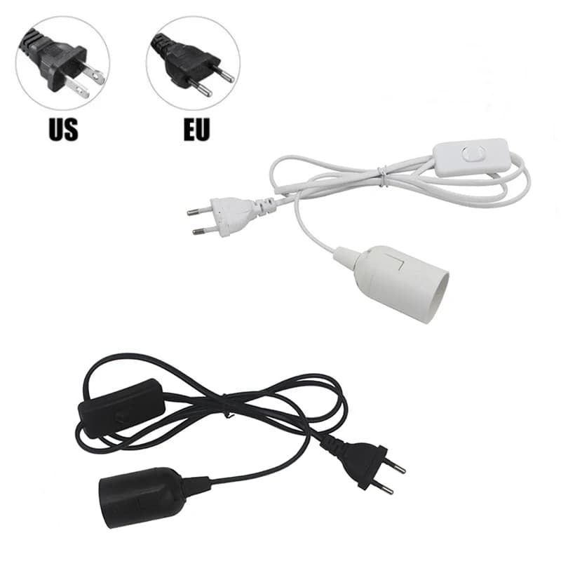 Câble d'alimentation EU 1,8 m avec interrupteur pour support de lampe E27, idéal pour les suspensions LED et luminaires suspendus