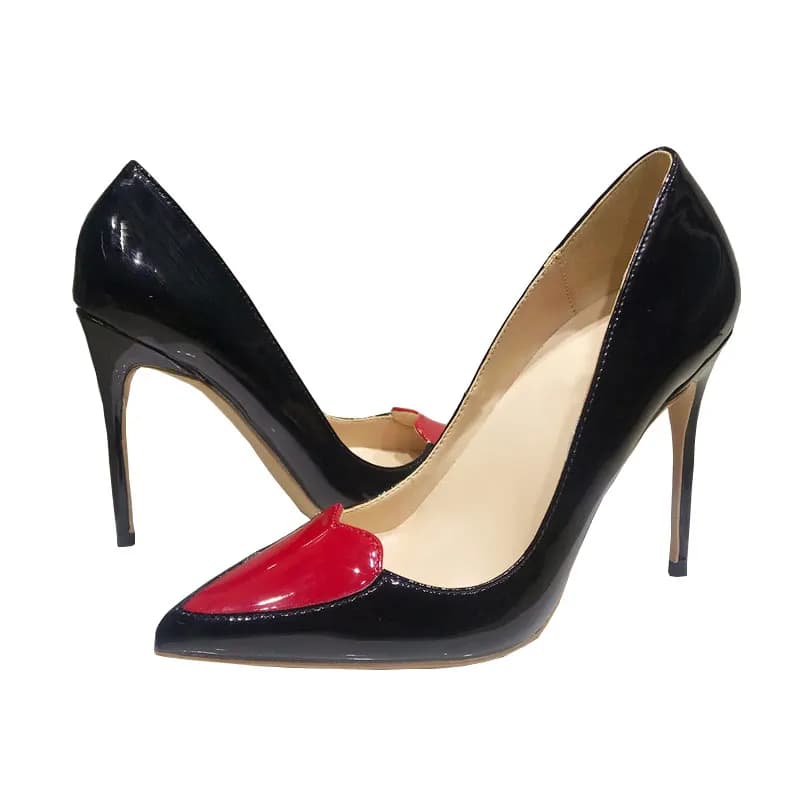 Tikicup-Escarpins pointus patchwork coeur d'amour pour femmes, chaussures à talons hauts, Parker, personnalisé, chic, designer, dames, 12cm, 10cm, 8cm