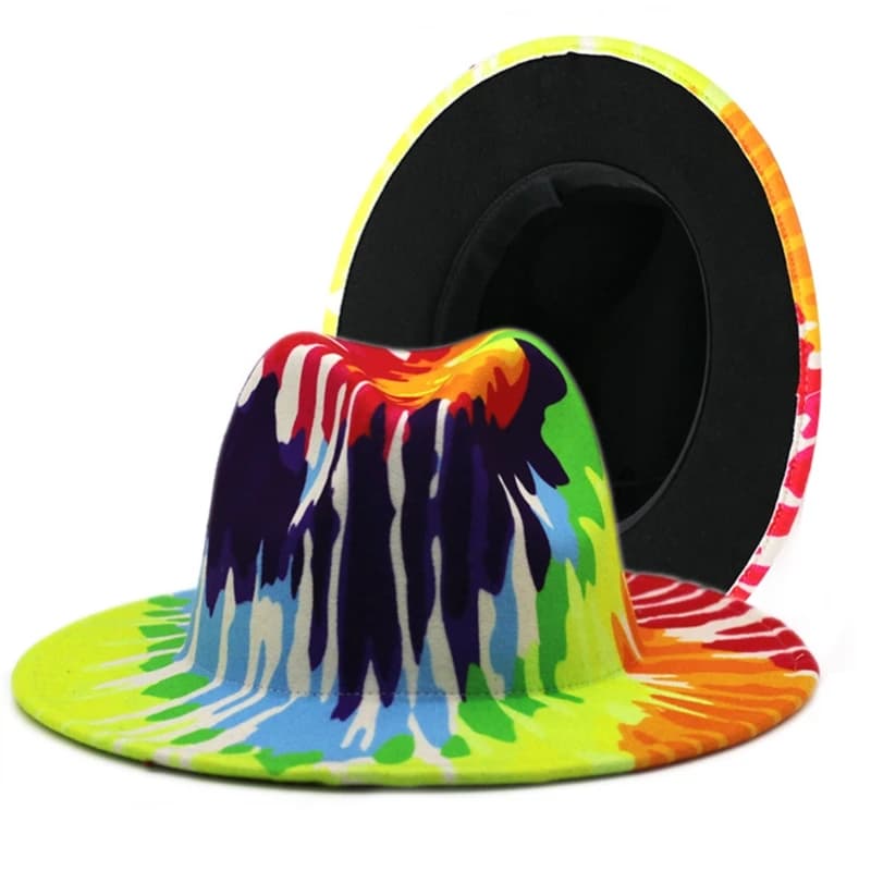 Chapeau Fedora chapeau femme chapeau à larges bords chapeau Fedora automne hiver hommes rétro mode tie-dye feutre jazz Panama chapeau chapeau de mariage