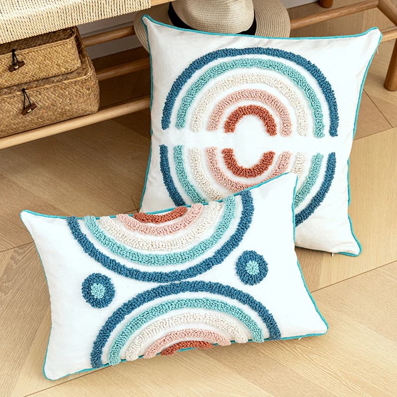 Housse de coussin arc-en-ciel à fleurs, décoration de la maison, pour canapé, chaise, salon, chambre à coucher, 45x45cm/30x50cm