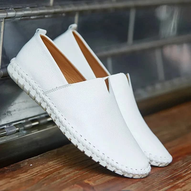 Taille 48 49 chaussures plates en cuir véritable hommes décontracté blanc peau de vache Sneaker mâle confortable conduite mocassins chaussures habillées d'affaires mocassins