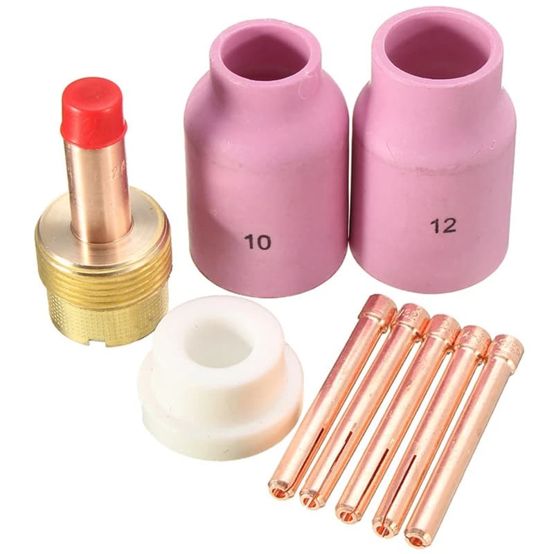 Torche de soudage TIG avec grande lentille à gaz longue et coupe en alumine, WP17, WP18, WP26, corps de pince TIG, accessoires de kit, 9 pièces