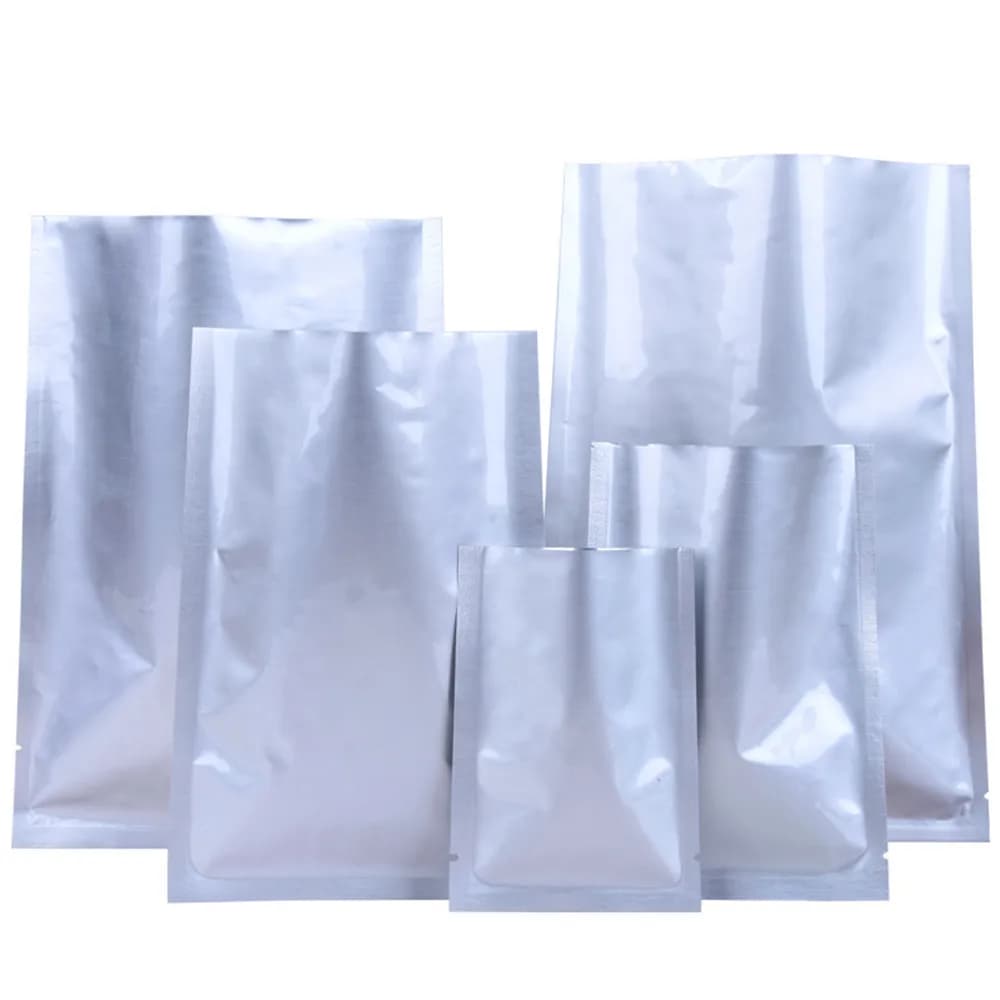 Sac à dessus ouvert en feuille de Mylar Pure, 100 pièces, encoche de déchirure, thermoscelleuse sous vide, aliments, café moulu, collations, bonbons, biscuits, pochettes d'emballage