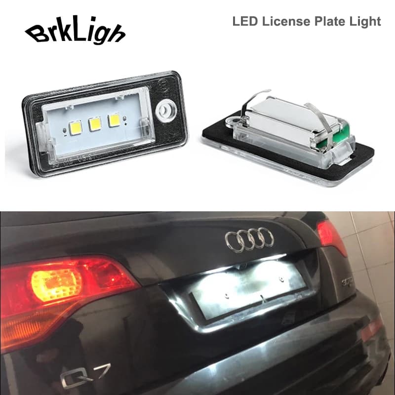 Module de plaque d'immatriculation à LED sans erreur, 2 pièces, lumière blanche, pour Audi Q7 4L A3 8P A4 S4 RS4 B6 B7 A5 A6 C6 RS6 A8 S8 D4