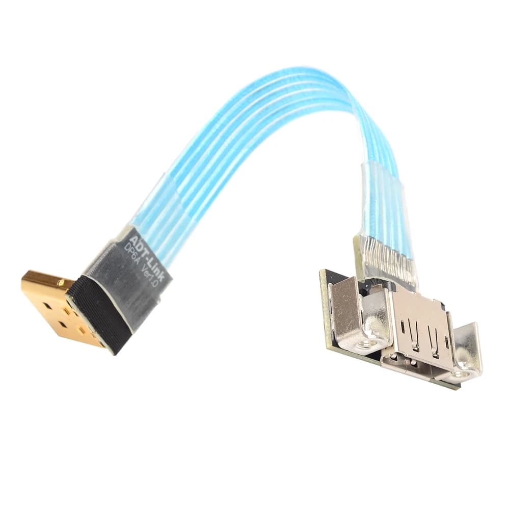 Câble d'extension de ruban Displayport mâle-femelle, blindage en métal plat, adaptateur FPC DP vers DP, angle résistant à 90, version 1.2 et 1.4, le plus récent