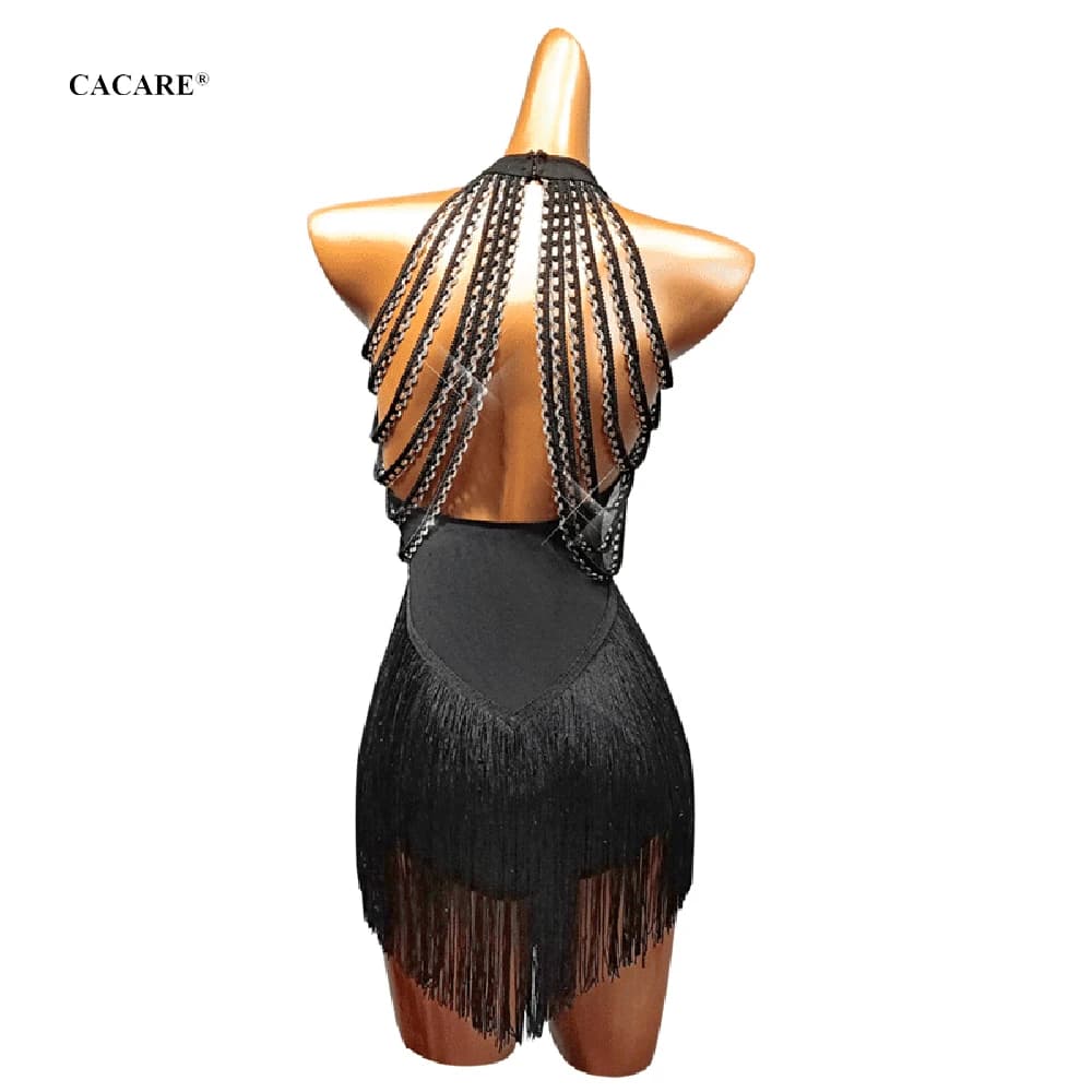 Robe de concours de danse latine pour femmes, Sexy, Salsa latine, à franges, bon marché, ourlet, dos nu, livraison directe, D1002