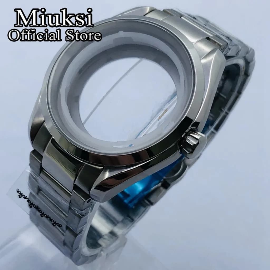 Miuksi – boîtier stérile en argent 40mm, verre saphir, bracelet en acier inoxydable, adapté au mouvement NH35 NH36