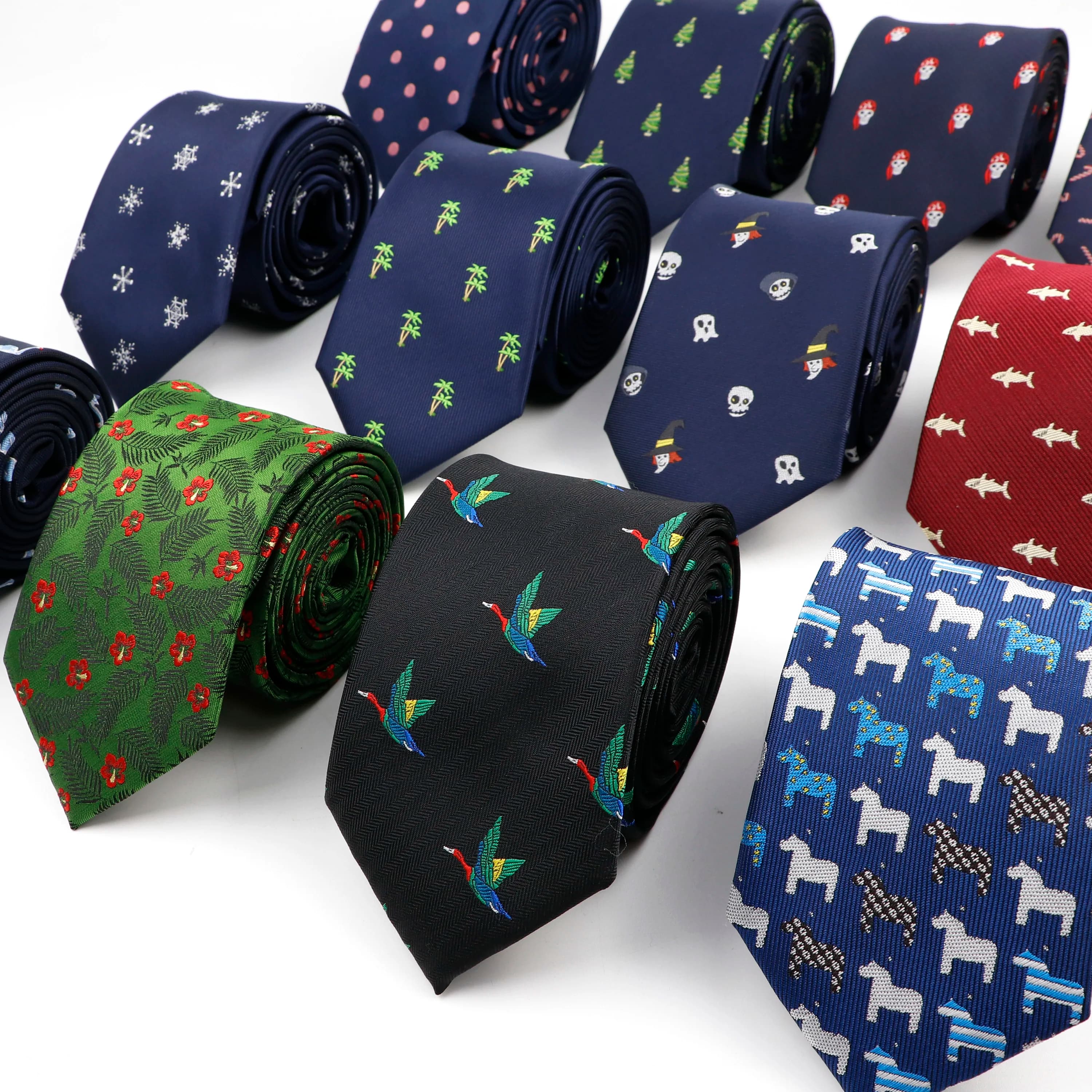Cravate Jacquard tissée en microfibre pour hommes, Design tendance, motif Animal, tête de mort, fleur, mariage, fête des pères, cadeau d'anniversaire