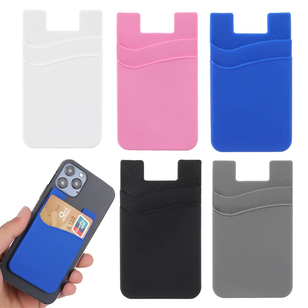 Porte-cartes de téléphone en silicone, étui portefeuille, porte-cartes de crédit, poche pour presque tous les téléphones portables