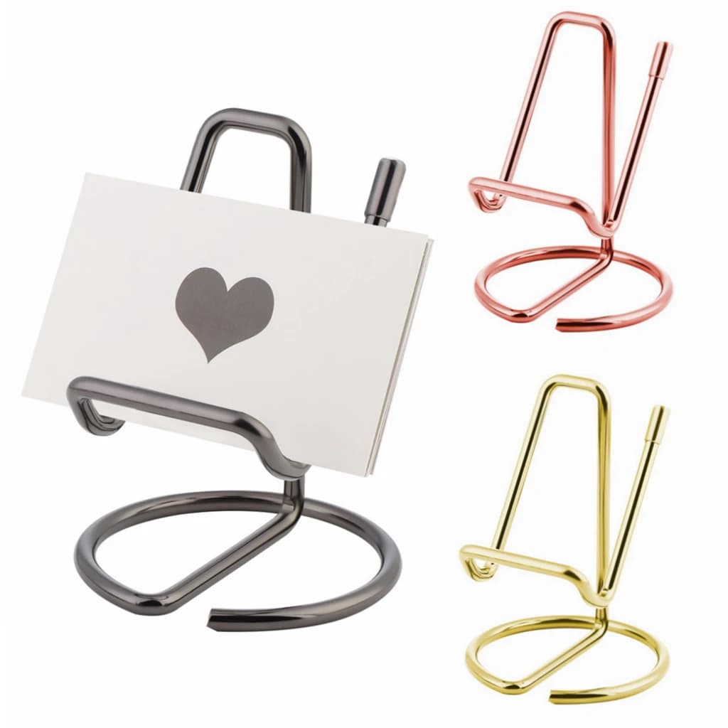 Porte-cartes rétro en métal or Rose or, 1 pièce, pour bureau, présentoir de cartes de visite, support en métal pour bureau, porte-badge