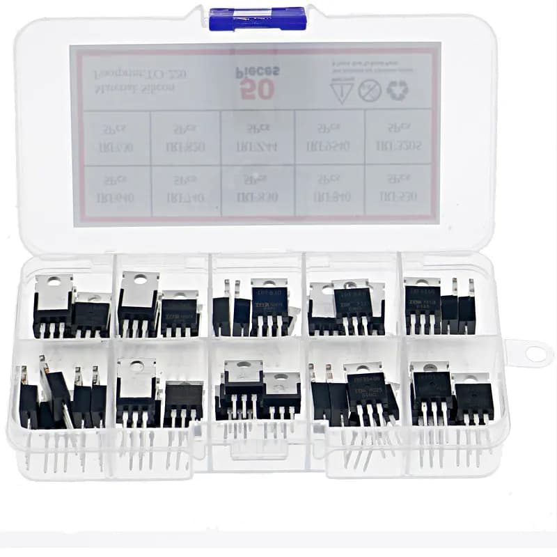 Transistors Mosfet WieshammKit, série IRF640, IRF740, IRF830, IRF840, IRF530, IRF630, IRFusk, IRFZ44, IRF9540, IRF3205, 10 types, 50 pièces