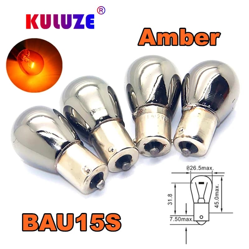 Ampoule chromée ambre 581 py21w S25 bau15s, clignotant invisible 1156 12v21w, lampe de signalisation pour véhicule automobile, 4 pièces