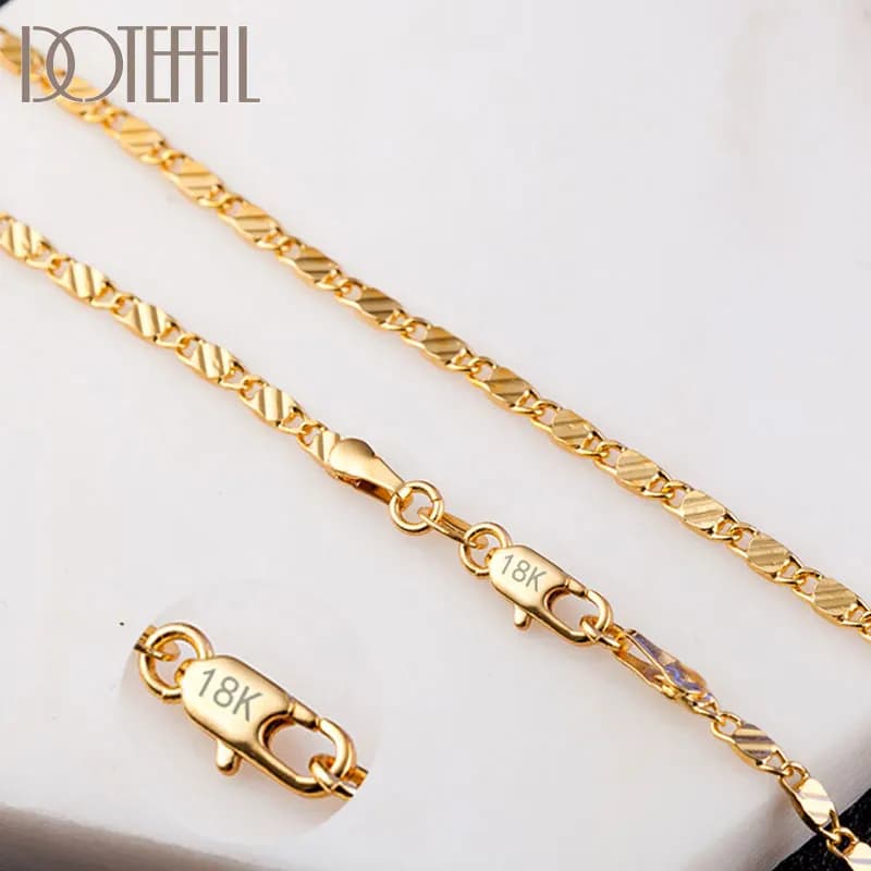 DOTEFFIL 925 argent Sterling 16/18/20/22/24/26/28/30 pouces 2mm or chaîne à breloques collier pour femmes homme mariage bijoux de mode