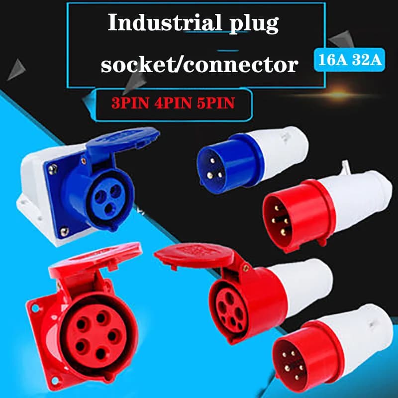 Connecteur étanche industriel, prise et fiche, 3PIN 4PIN 5PIN 16A/32A IP44, connexion électrique étanche, prise murale