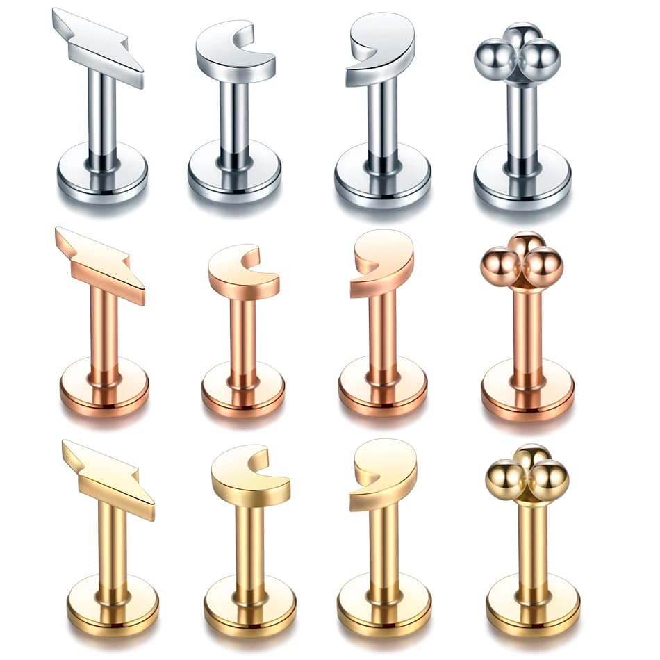1PC acier chirurgical lune foudre oreille Helix Piercing Oreja Tragus Piercing Labret lèvres anneaux boucles d'oreilles goujons nez Piercing bijoux