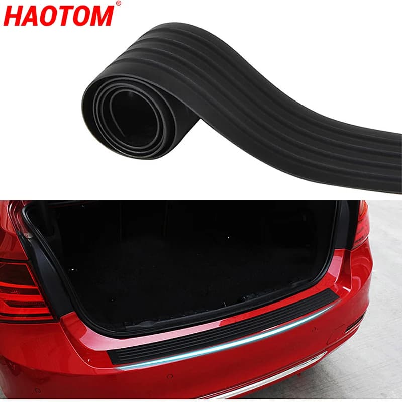 Protection de seuil de porte de coffre de voiture 90CM/104CM, doublure de chargement SUV, protection de pare-chocs arrière, revêtement d'habillage, bande autocollante en caoutchouc