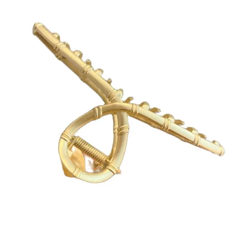 Pince à cheveux en métal doré, pince à cheveux en forme de crabe, support de queue de cheval, pour femmes et filles, Simple géométrique, ajouré, Barrettes, accessoires