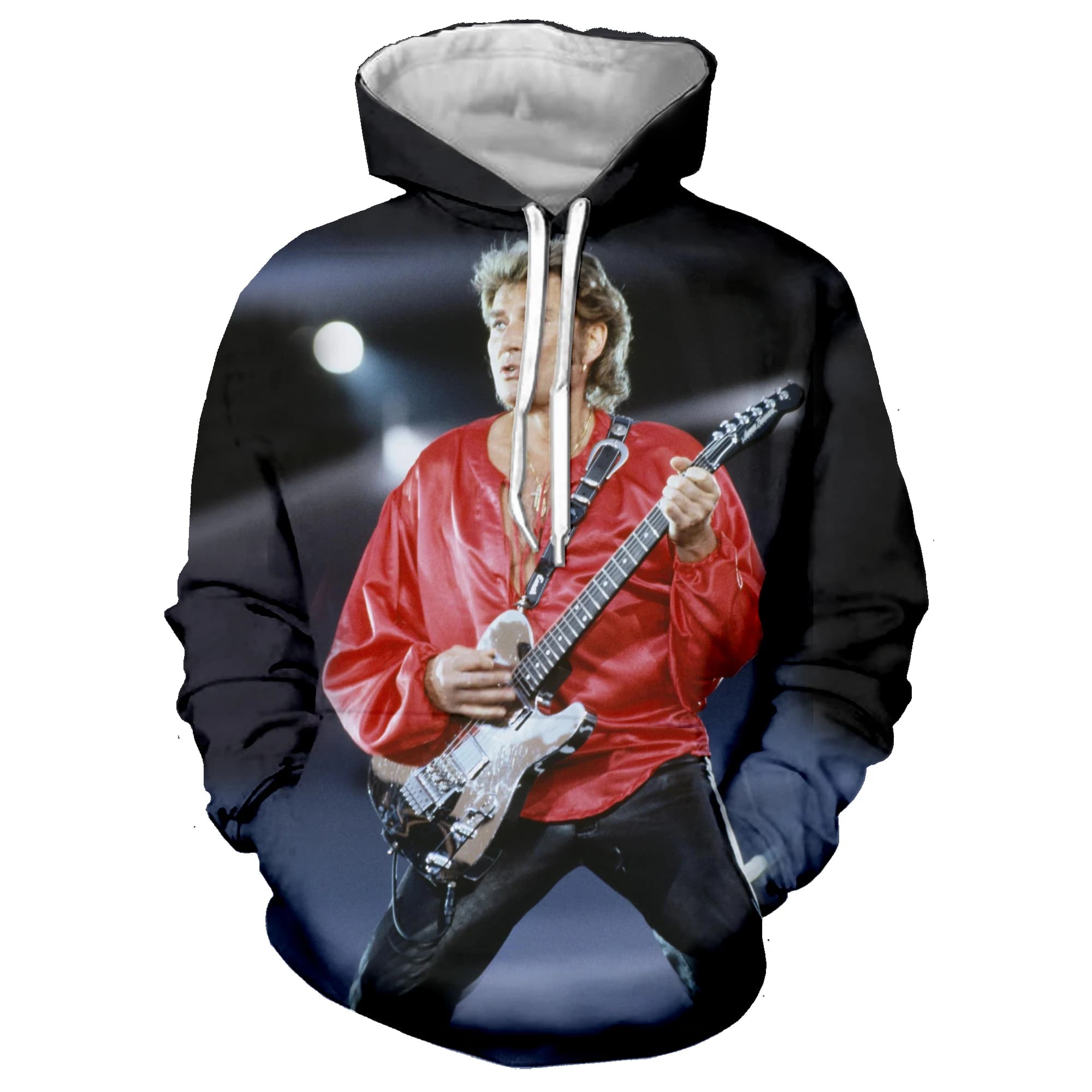 Johnny Hallyday guitare 3D sweat à capuche imprimé sweats Rock sweat à capuche Hip Hop décontracté drôle surdimensionné pull hommes sweat à capuche pour femme