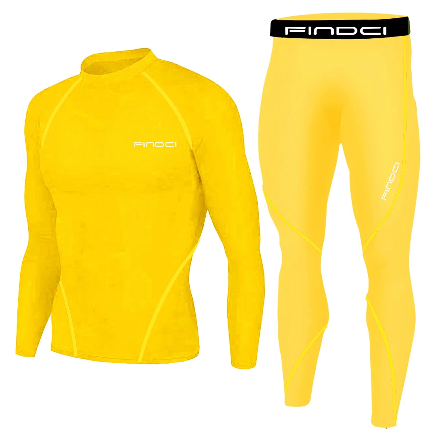 Findci – ensemble de sport de course pour hommes, chemise de Compression + pantalon moulant, manches longues, séchage rapide, survêtement de Fitness, combinaisons de Yoga et de gymnastique