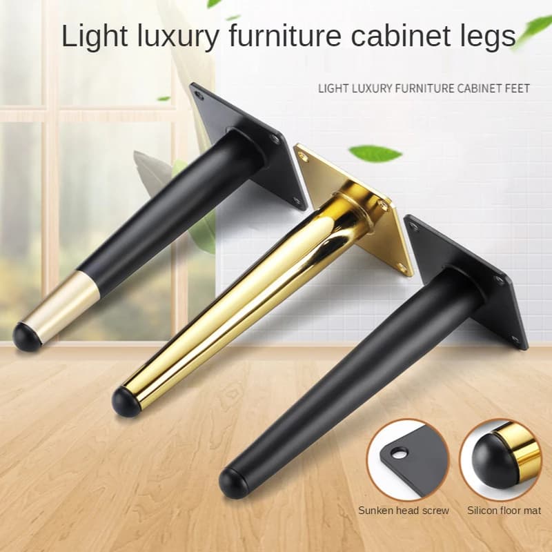 Pieds de meuble droit en métal 10-45cm, support de canapé pour lit, Table, chaise, armoire, commode, pièces de quincaillerie