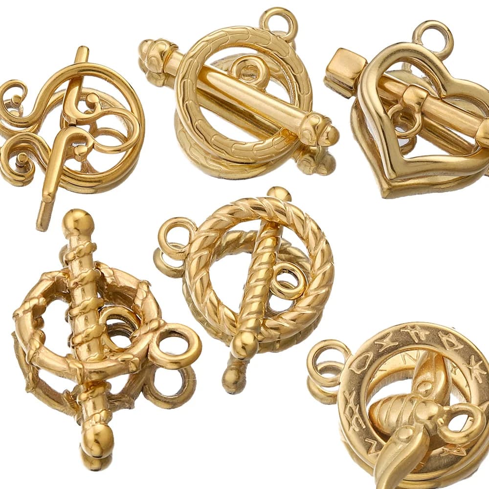 4 ensembles de connecteurs de fermoir à bascule en acier inoxydable doré, pièces pour attaches, Bracelet, collier, fermoirs OT épais, Kit de fabrication de bijoux à faire soi-même