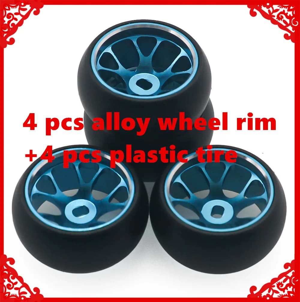 Jante de roue en alliage 4 pièces/ensemble, 10 rayons + pneu de dérive pour rc 1/28 Wltoy K969 K989 P929 rallye kyosho mini-Z Q D, modèle de voiture de loisir