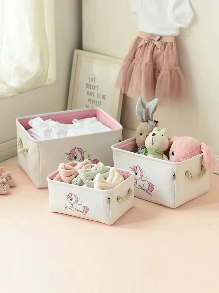 Panier de rangement en tissu, organisateur de jouets, panier à vêtements avec poignée, boîte de rangement de jouets pour enfants, organisateur de livre de bureau, panier à linge