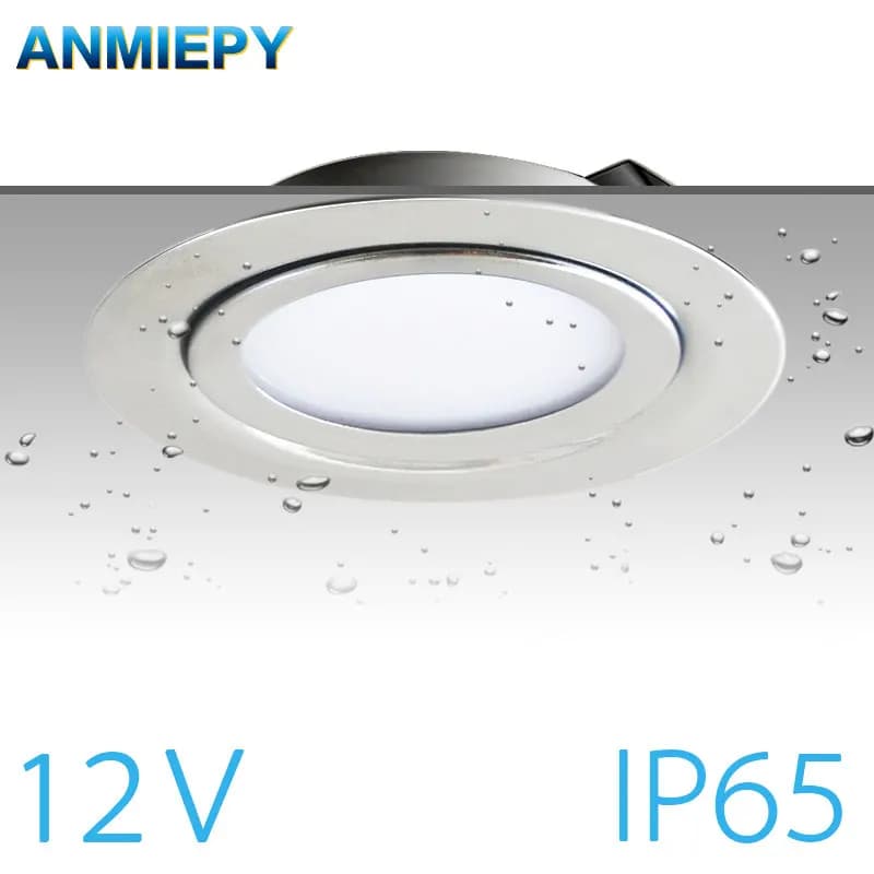 Projecteur IP65 3W 5W 7W DC 12V en acier inoxydable 304, LED à tension de sécurité, ultra-fin, éclairage de cuisine et salle à manger, 14 mm de profondeur