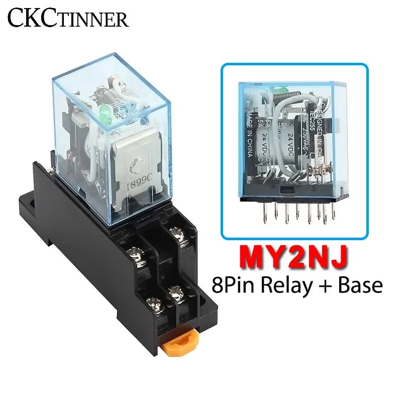 MY2NJ HH52P DPDT bobine Miniature relais intermédiaire électromagnétique AC12V 24V DC24V AC110V 220V relais 8 broches avec Base de prise