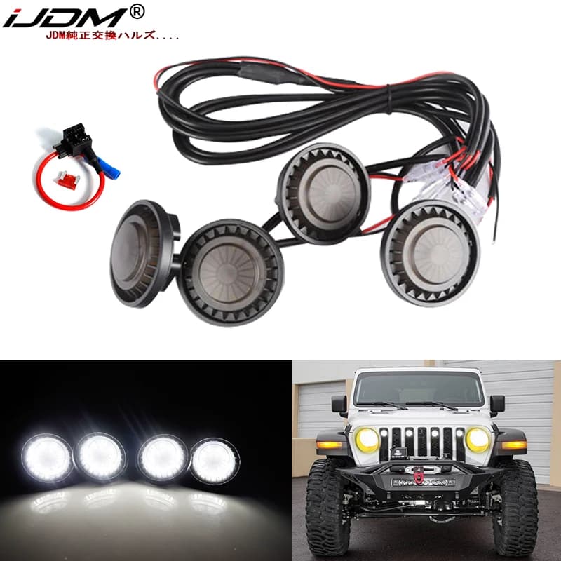 IJDM-Éclairage de calandre avant DRL, 6000K, blanc/ambre, 12V, pour Jeep Wrangler JK JKU Pro 2007-2018