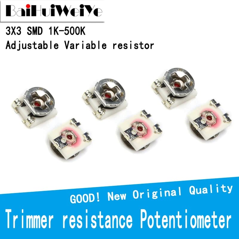 Potentiomètres de résistance pour tondeuse, lot de 20 pièces, 3x3, SMD 3x3, résistance Variable réglable 1K 2K 5K 10K 20K 50K 100K 200K 500K