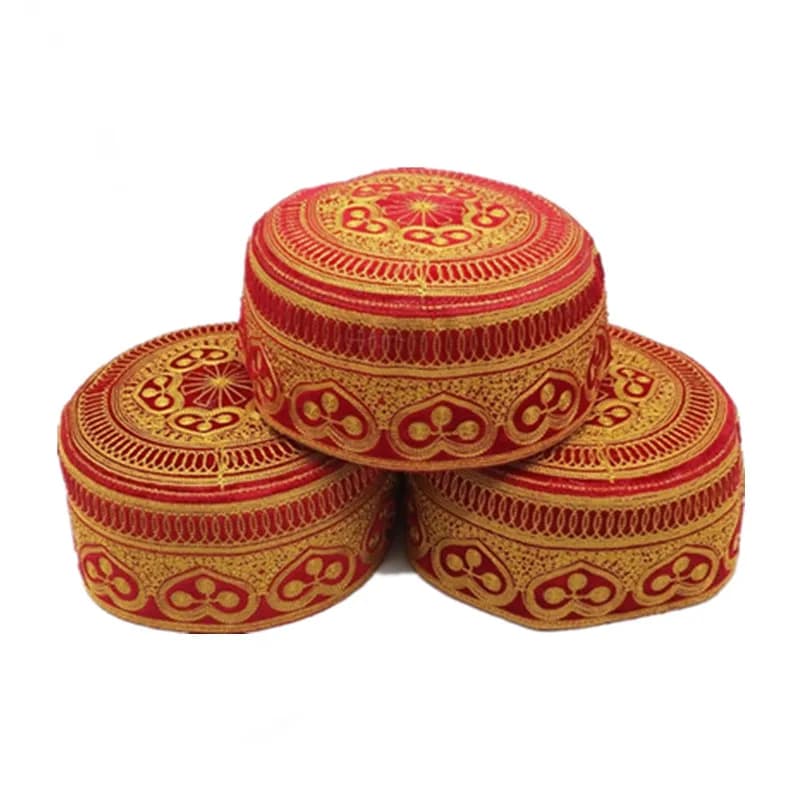 Chapeaux de prière musulmans brodés pour hommes, bonnet d'Arabie saoudite, Inde, accessoires de vêtements islamiques, casquette arabe juive