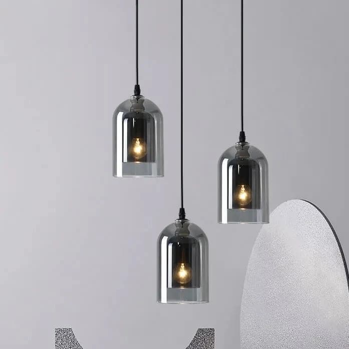 Lampe à suspension LED nordique en verre gris, éclairage suspendu moderne, Art de luxe, Restaurant, Bar, hôtel, chambre à coucher, chevet, E27